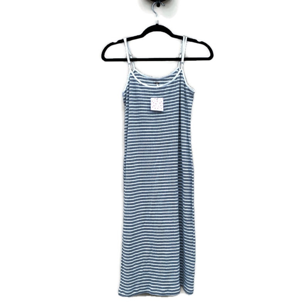 Free People Gray and White Stripe Tank Midi Dress Stretch NWT